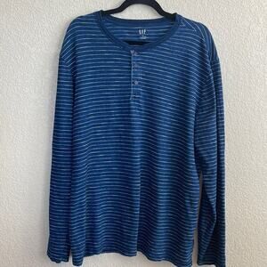 Men’s Gap Blue with White Stripes Long Sleeve Shirt. Size XL